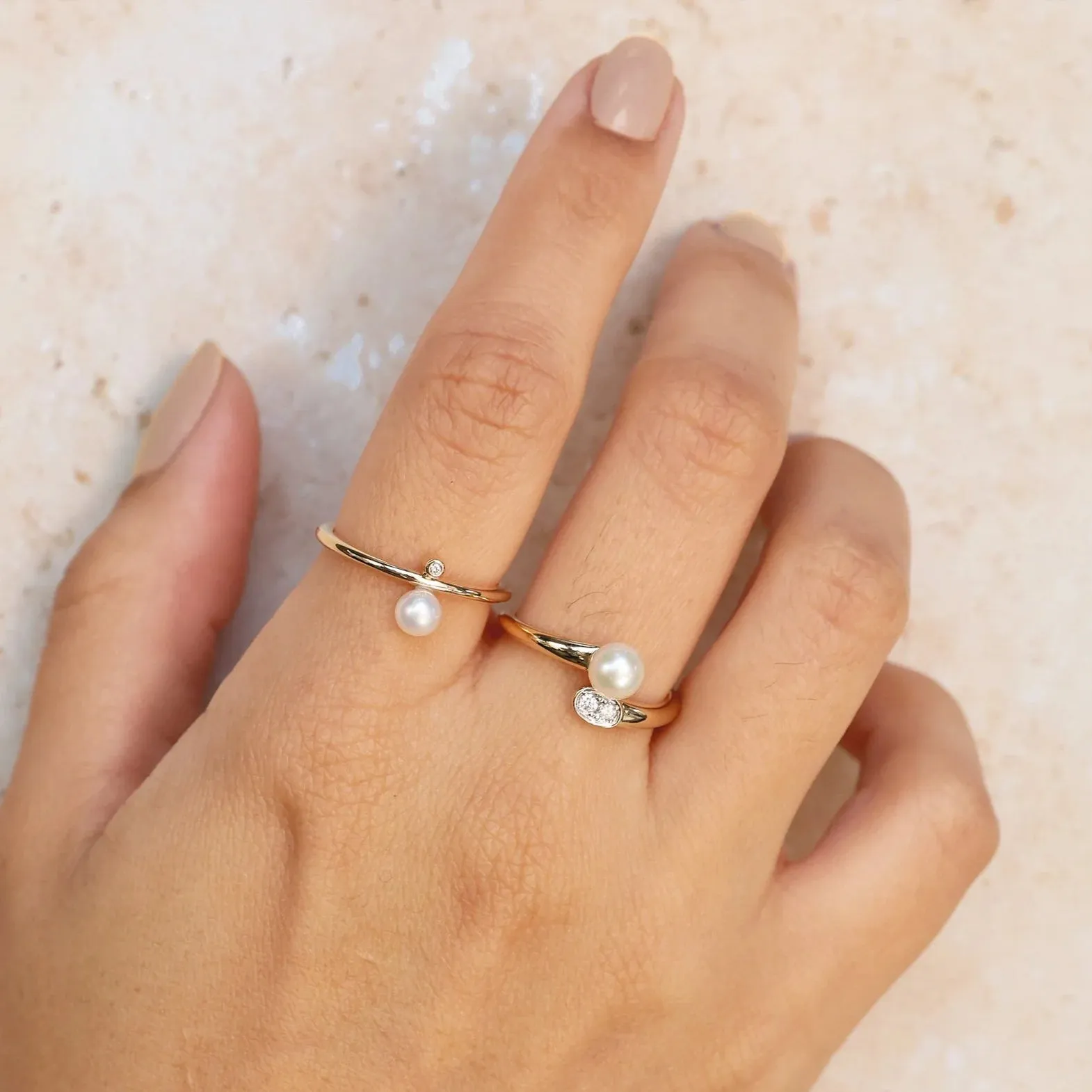 0.06ctw Diamond & Cultured Pearl Ring