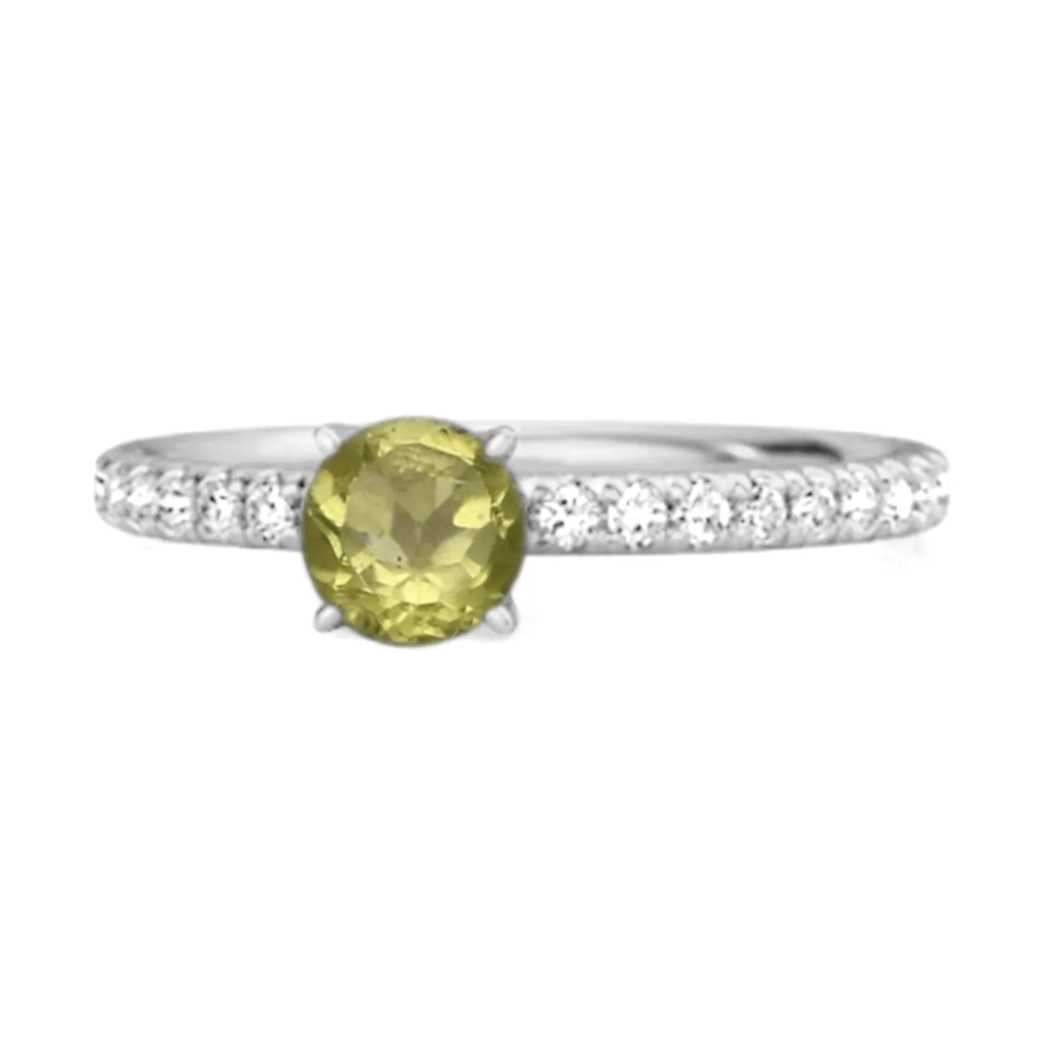 0.25 Ctw Peridot 925 Sterling Silver Bridal Engagement Ring
