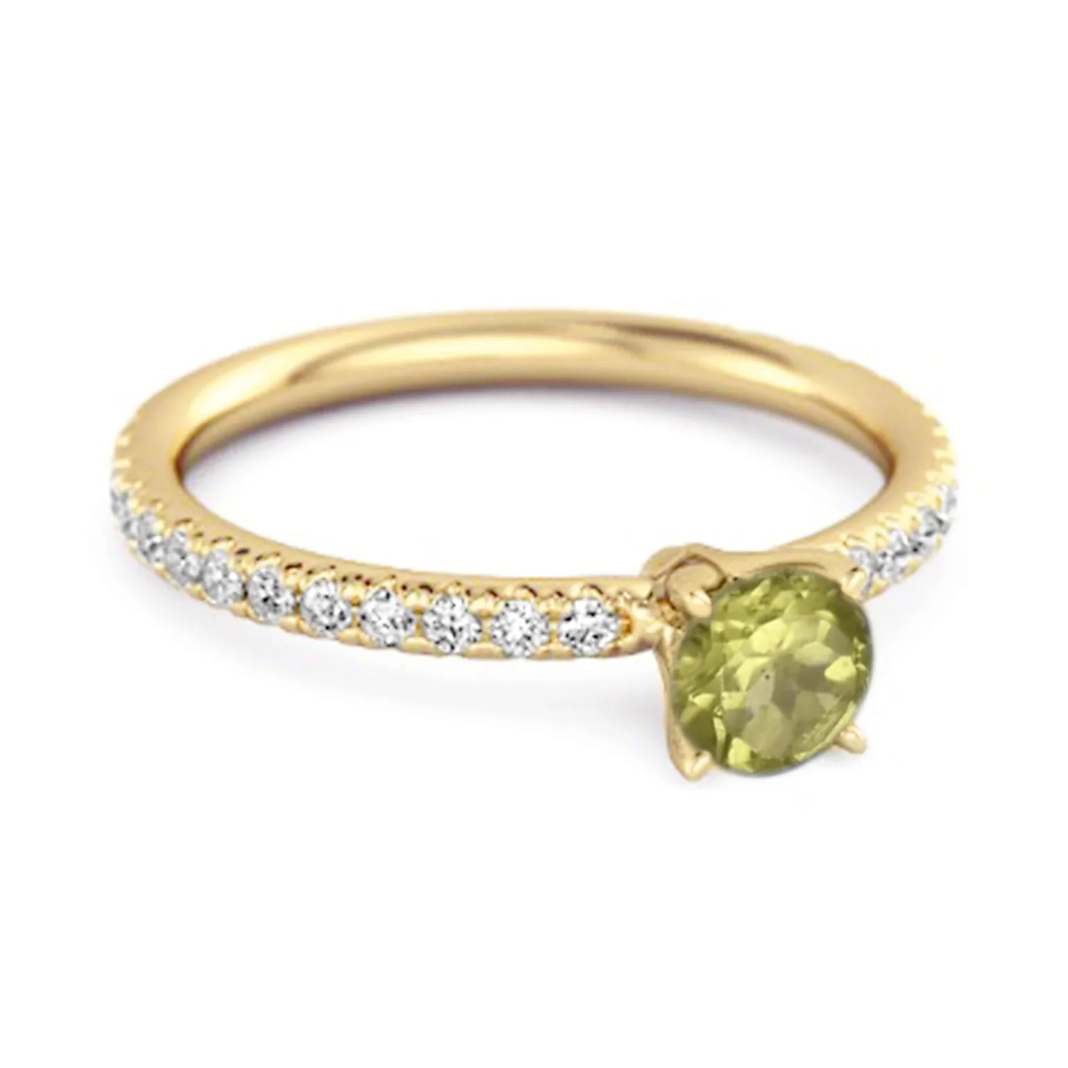 0.25 Ctw Peridot 925 Sterling Silver Bridal Engagement Ring
