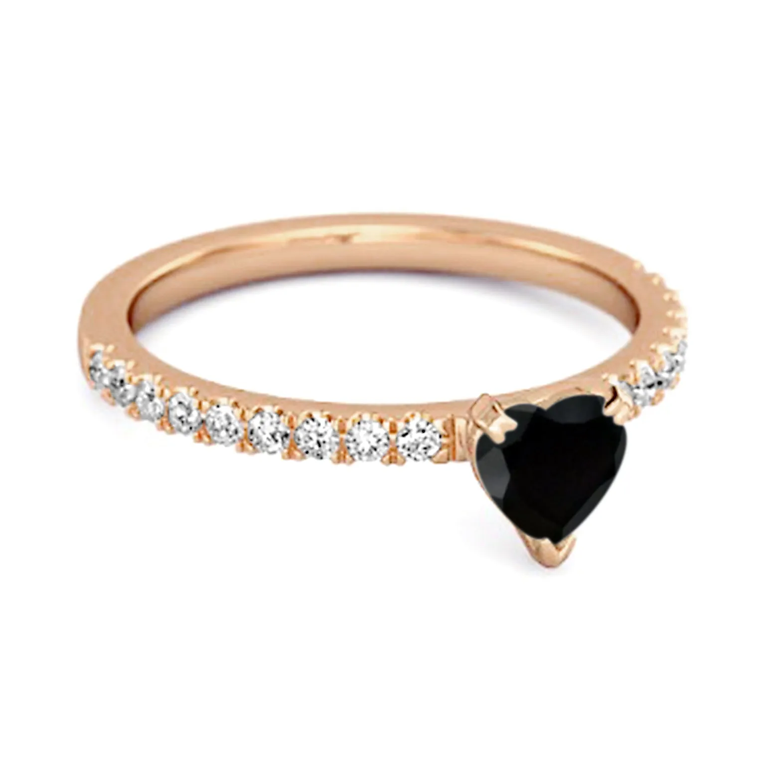 0.50 Cts Black Spinel 925 Sterling Silver Heart Ring Unique Lovers Ring