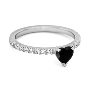 0.50 Cts Black Spinel 925 Sterling Silver Heart Ring Unique Lovers Ring