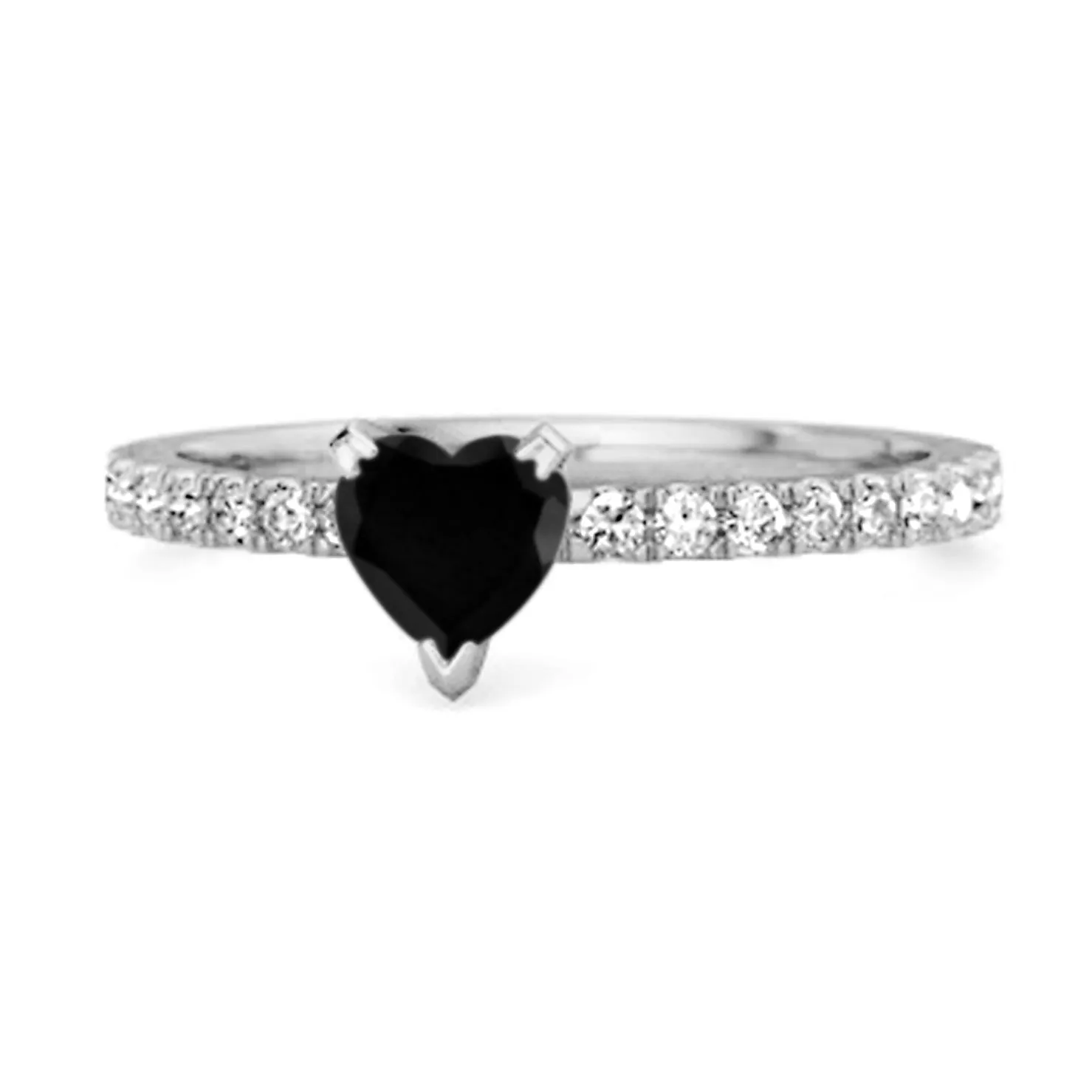 0.50 Cts Black Spinel 925 Sterling Silver Heart Ring Unique Lovers Ring