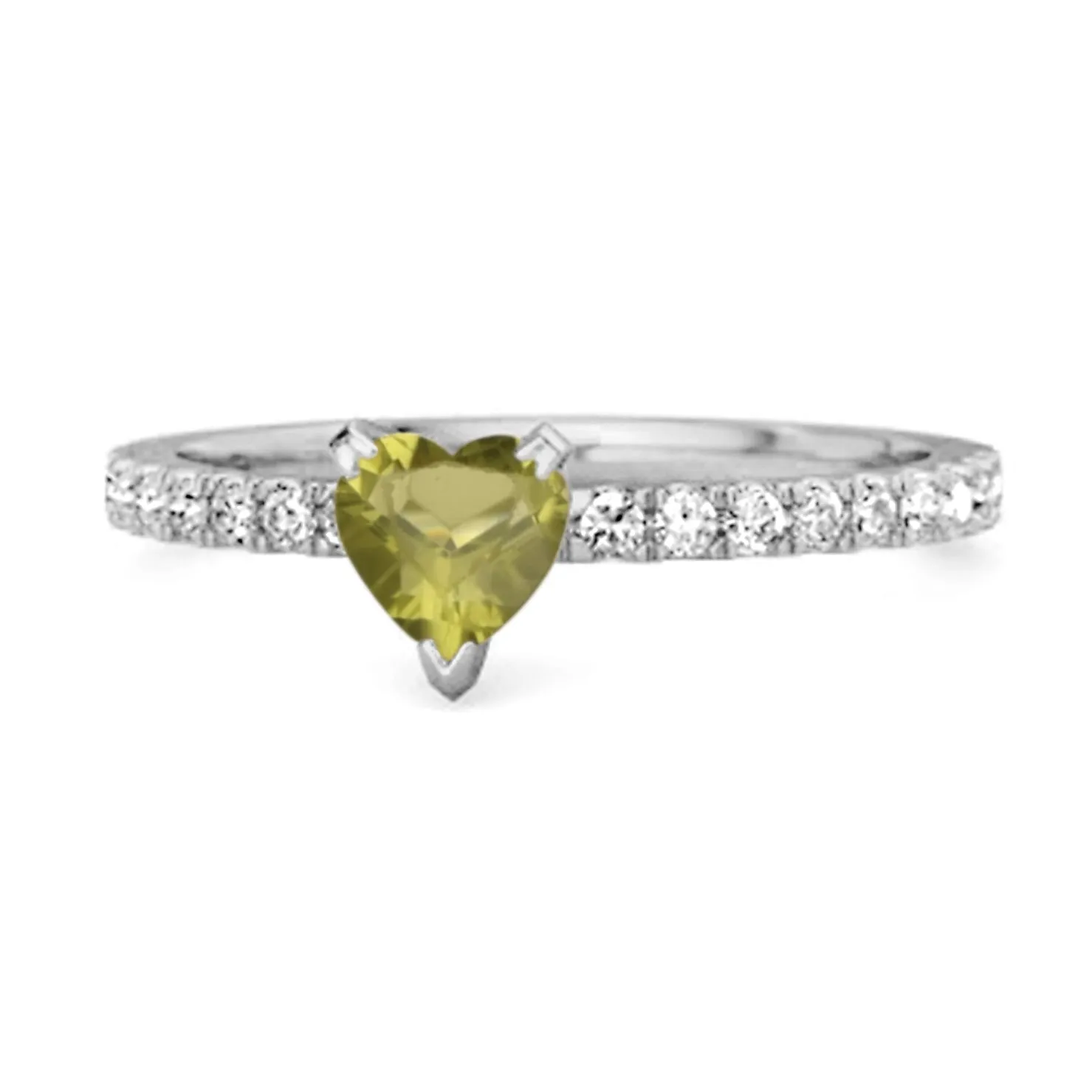 0.50 Cts Peridot 925 Sterling Silver Heart Ring Unique Lovers Ring