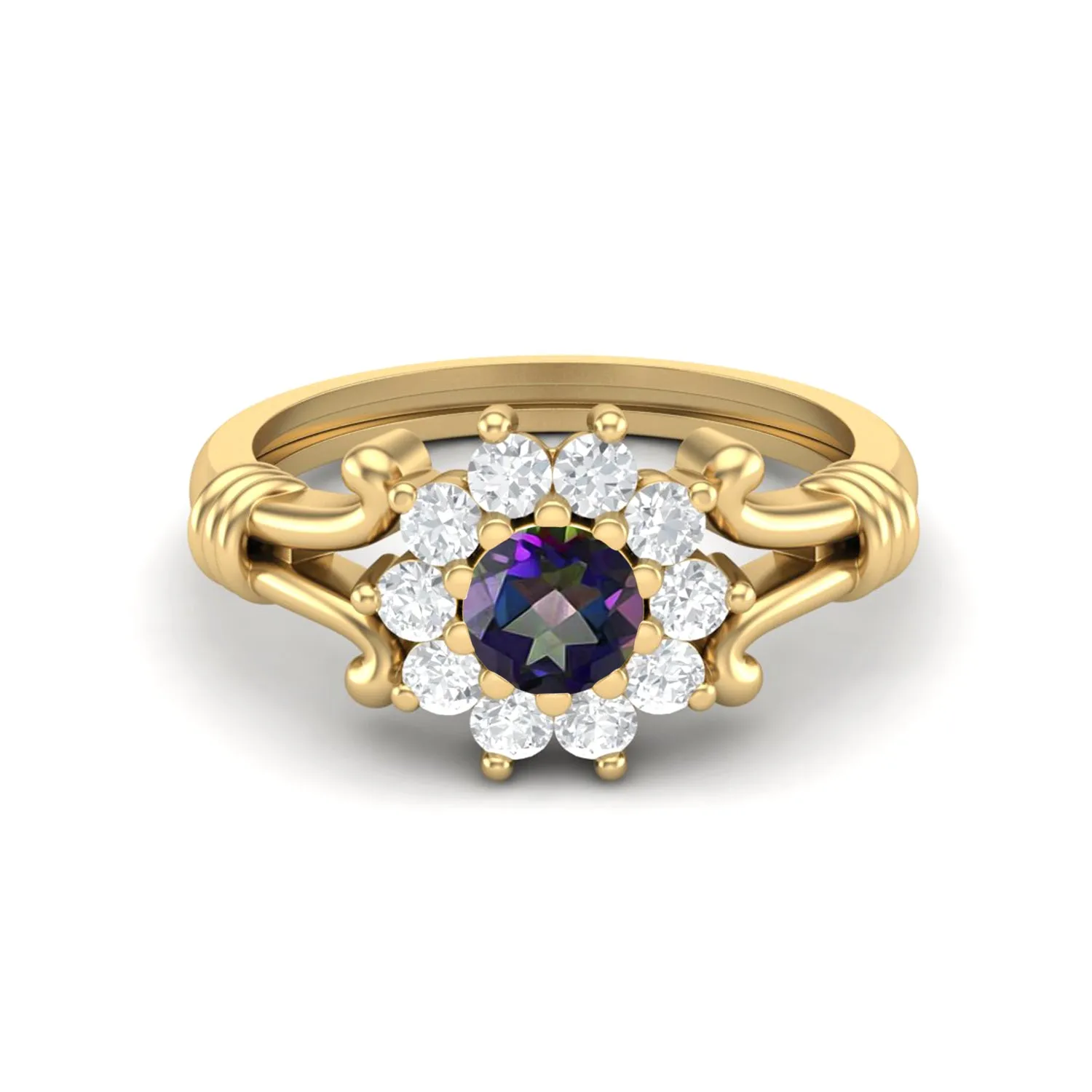 0.63 Ct Mystic Topaz Engagement 925 Sterling Silver Bridal Ring