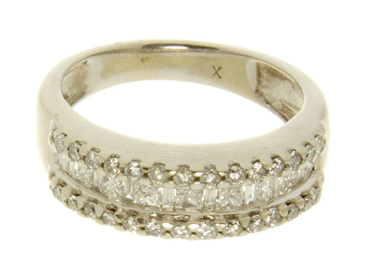 0.70ct Round Princess & Baguette Diamond Band Ring