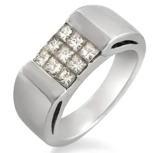 0.82ct Invisible Setting Princess Cut Diamond Ring, 18k White Gold
