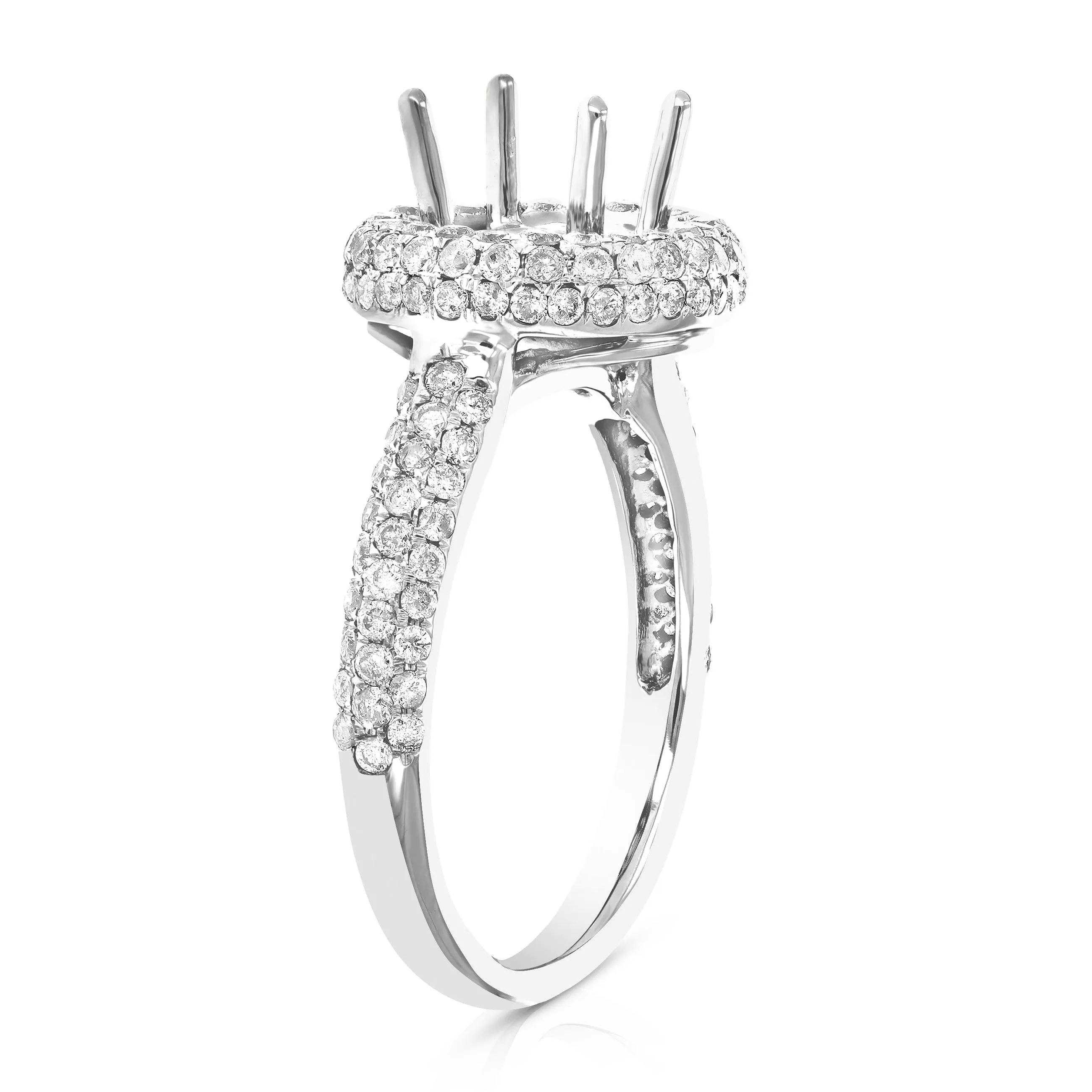 0.90 cttw Diamond Semi Mount Engagement Rings in 14K White Gold