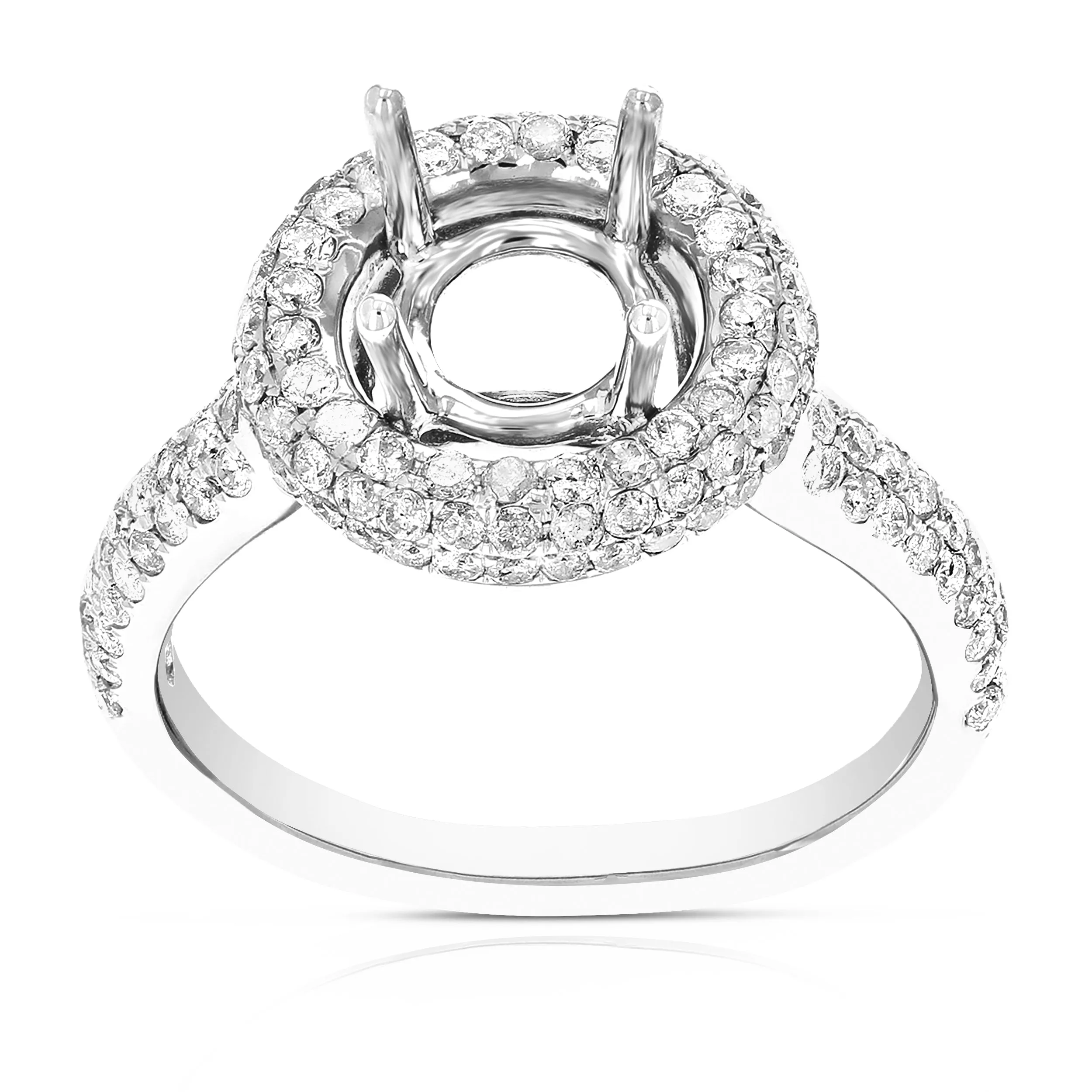 0.90 cttw Diamond Semi Mount Engagement Rings in 14K White Gold