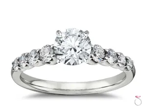 0.92 ct. H, VS1 Round Diamond Solitaire Engagement Ring with Accent Diamonds, GIA
