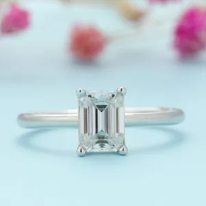 1.0 Ct Emerald Cut Diamond Solitaire Engagement Ring