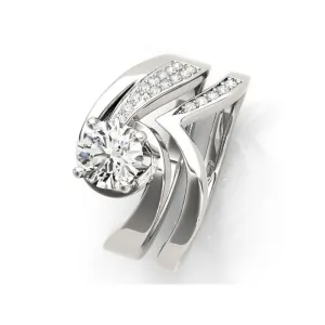 1.0 ct Round Diamond Unique Ring Set