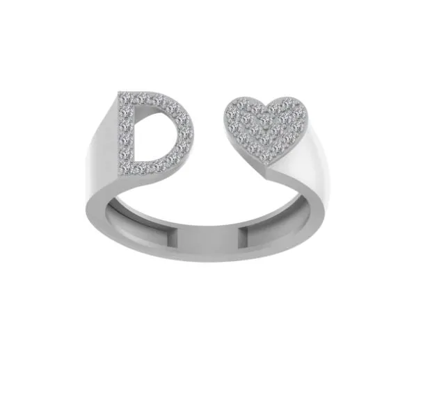 10k Initial Letter Natural Diamonds Stylish Rings SR26400