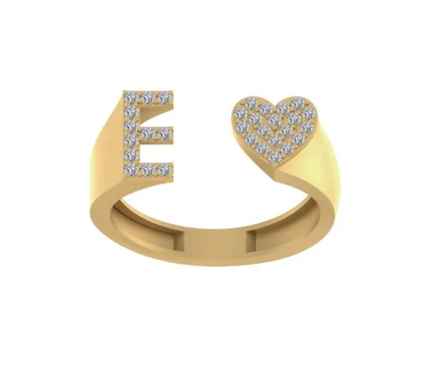 10k Initial Letter Natural Diamonds Stylish Rings SR26400