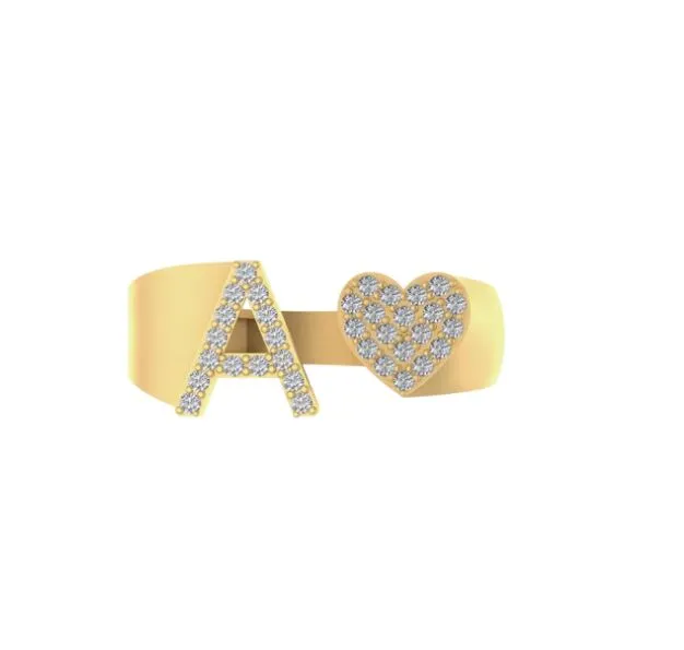 10k Initial Letter Natural Diamonds Stylish Rings SR26400