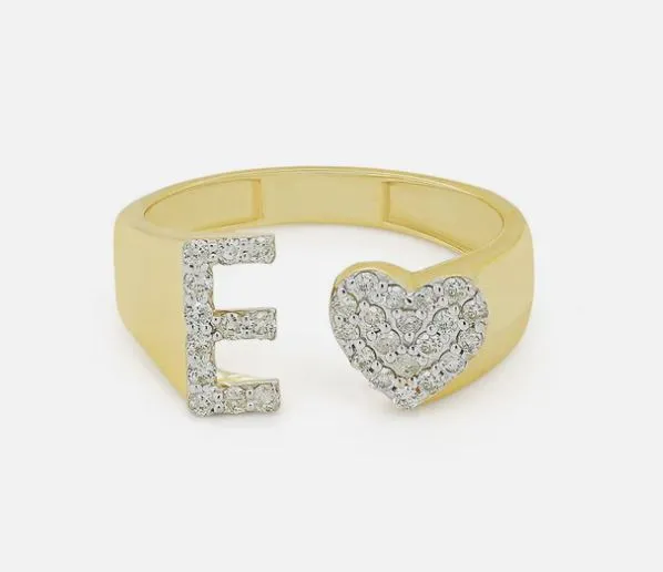 10k Initial Letter Natural Diamonds Stylish Rings SR26400