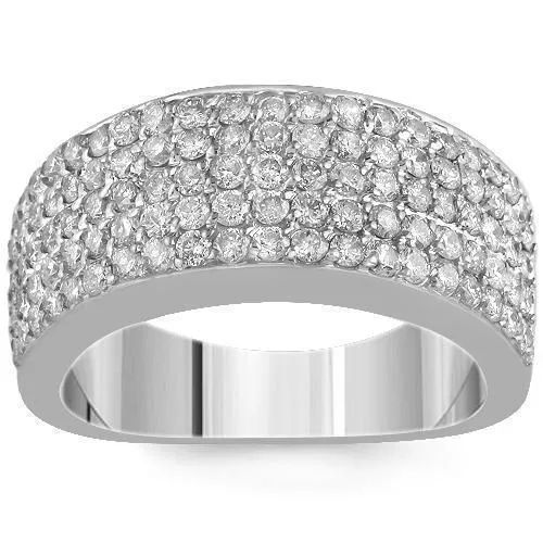 10K Solid White Gold Mens Diamond Wedding Ring Band 2 Ctw