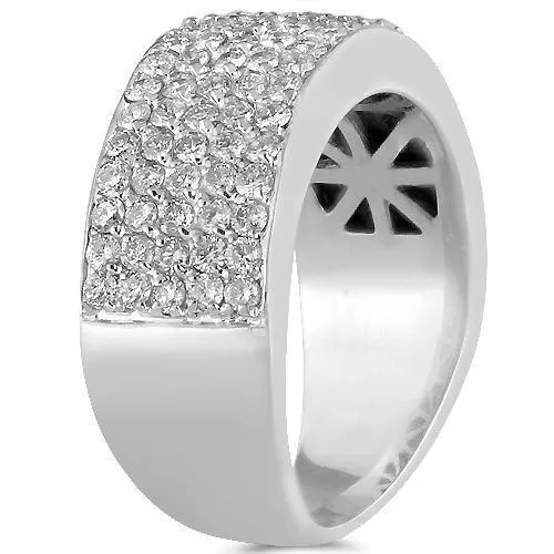 10K Solid White Gold Mens Diamond Wedding Ring Band 2 Ctw