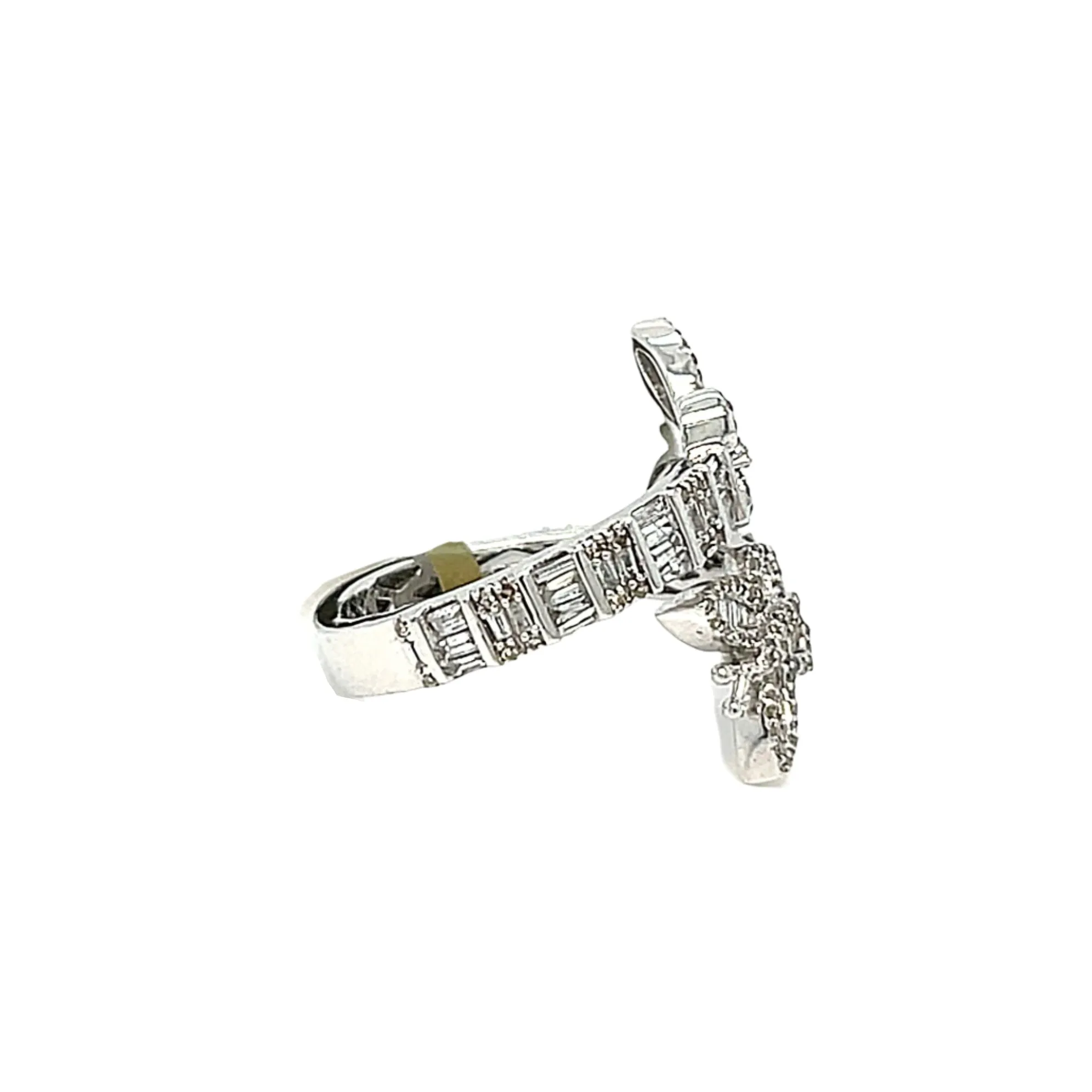 10k White Gold Baguette 1.06ct Diamonds Butterfly Ring - SR39710