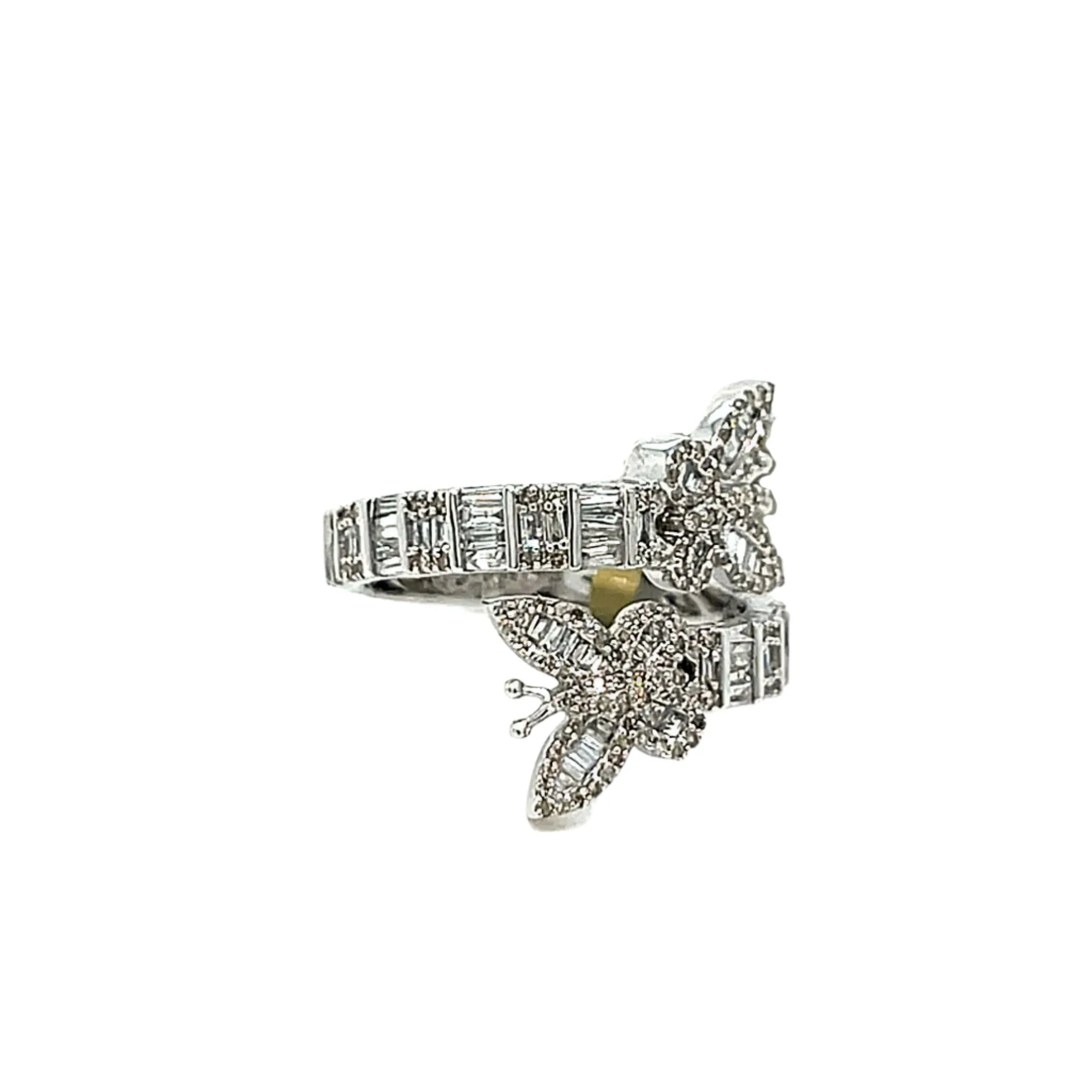 10k White Gold Baguette 1.06ct Diamonds Butterfly Ring - SR39710