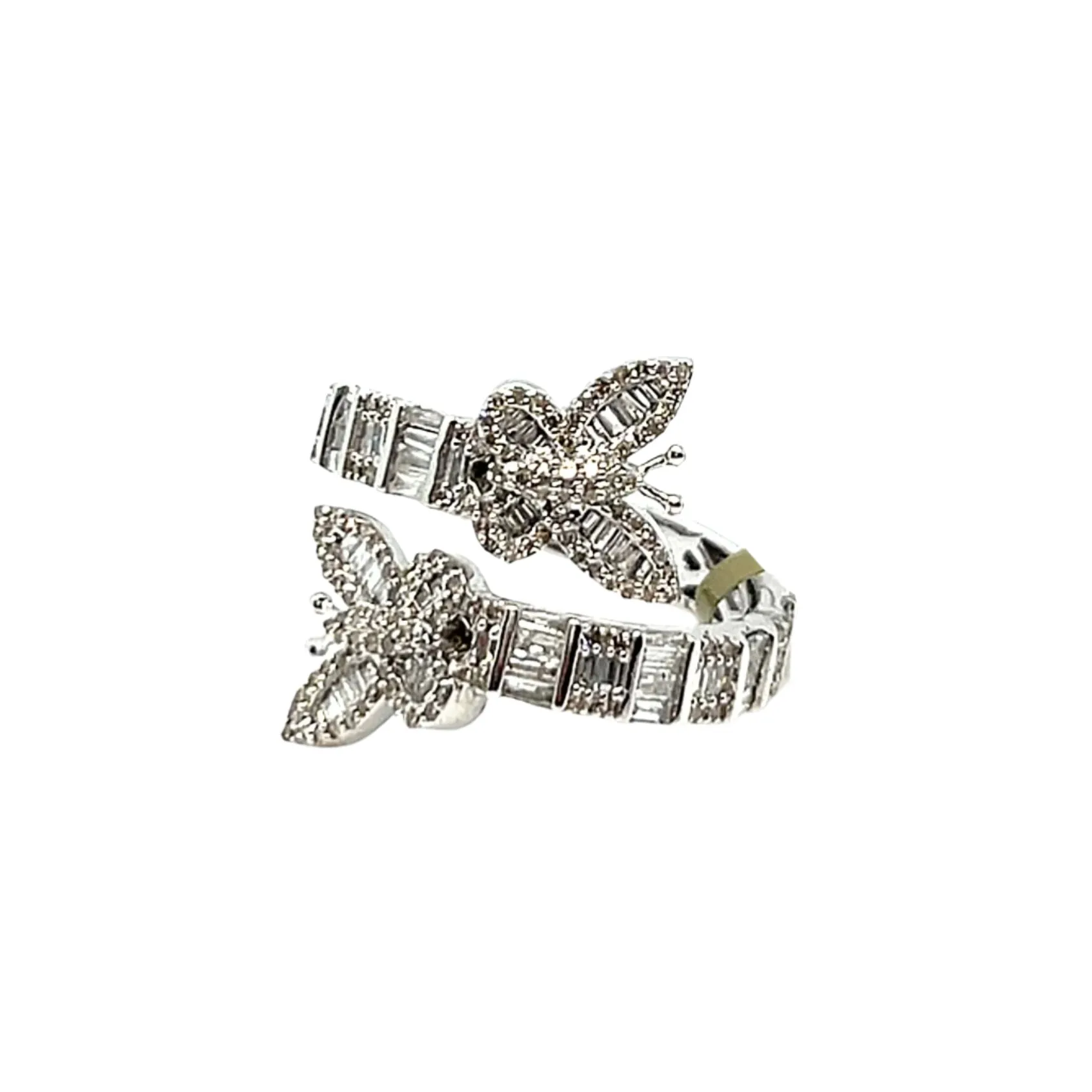 10k White Gold Baguette 1.06ct Diamonds Butterfly Ring - SR39710