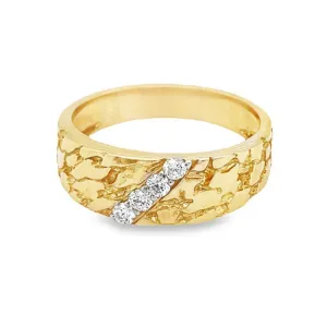 10K Yellow Gold 0.20TDW Nugget Style Men's Diamond Band