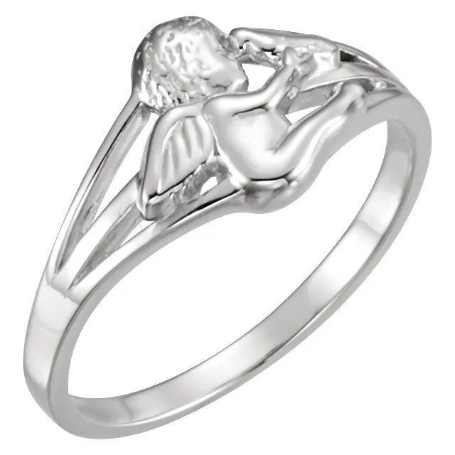10k Yellow Gold Cherub Ring, Size 7