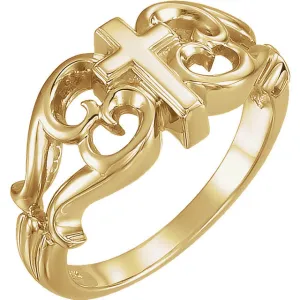 10k Yellow Gold Cross Ring, Size 7