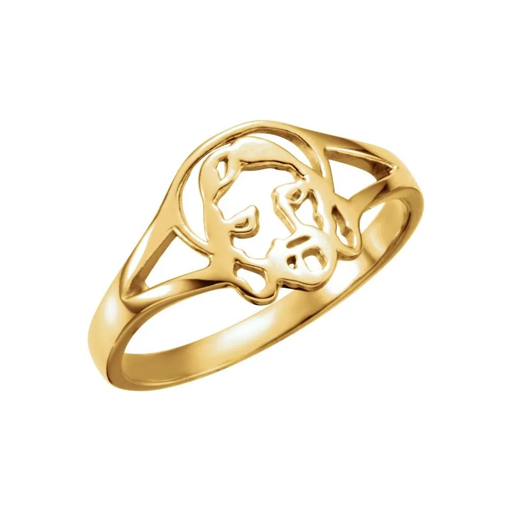 10k Yellow Gold Face of Jesus Ring, Size 5