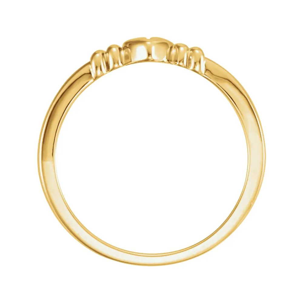 10k Yellow Gold Heart with Cross Chastity Ring Size 7