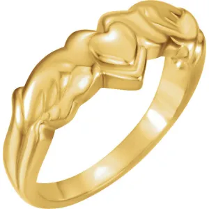 10k Yellow Gold Holy Spirit Heart Ring, Size 7