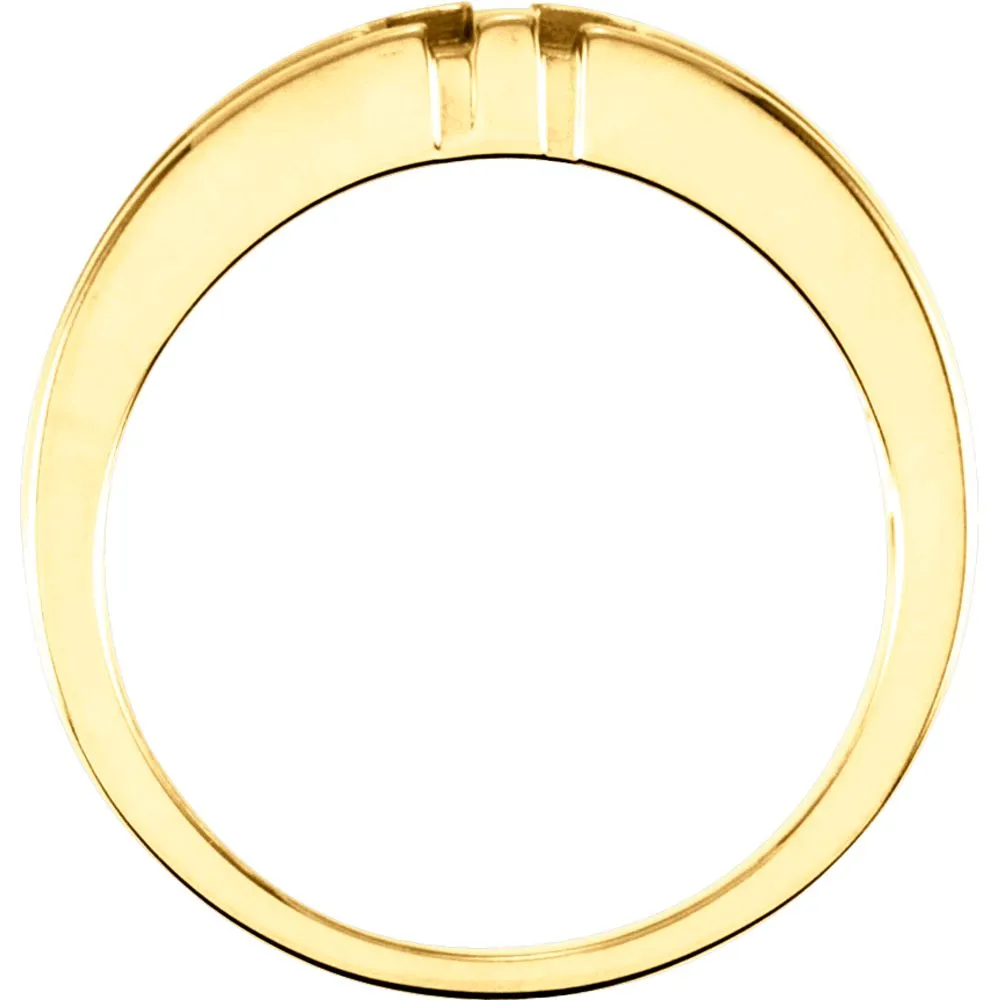 10k Yellow Gold Ladies Religious Cross Duo Band, Size 6