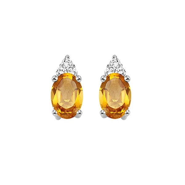 10KT White Gold & Diamond Classic Book 10K Birthstone Ensembles Fashion Earrings  - 1/10 ctw