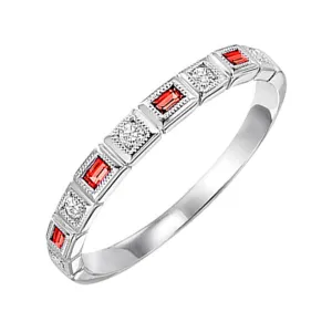 10KT White Gold & Diamond Classic Book Stackable Fashion Ring  - 1/10 ctw
