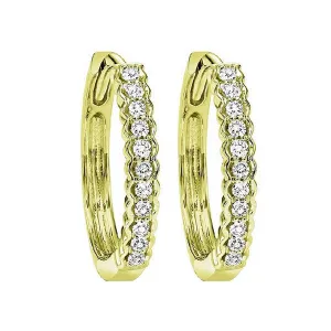 10KT Yellow Gold & Diamond Classic Book Mixable Fashion Earrings  - 1/6 ctw