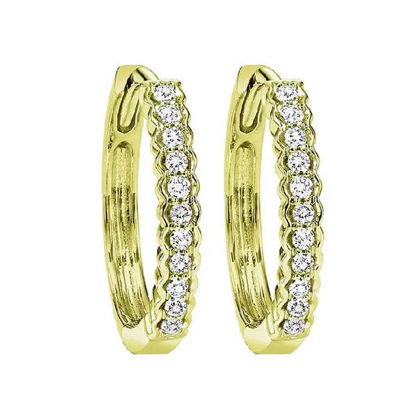 10KT Yellow Gold & Diamond Classic Book Mixable Fashion Earrings  - 1/6 ctw