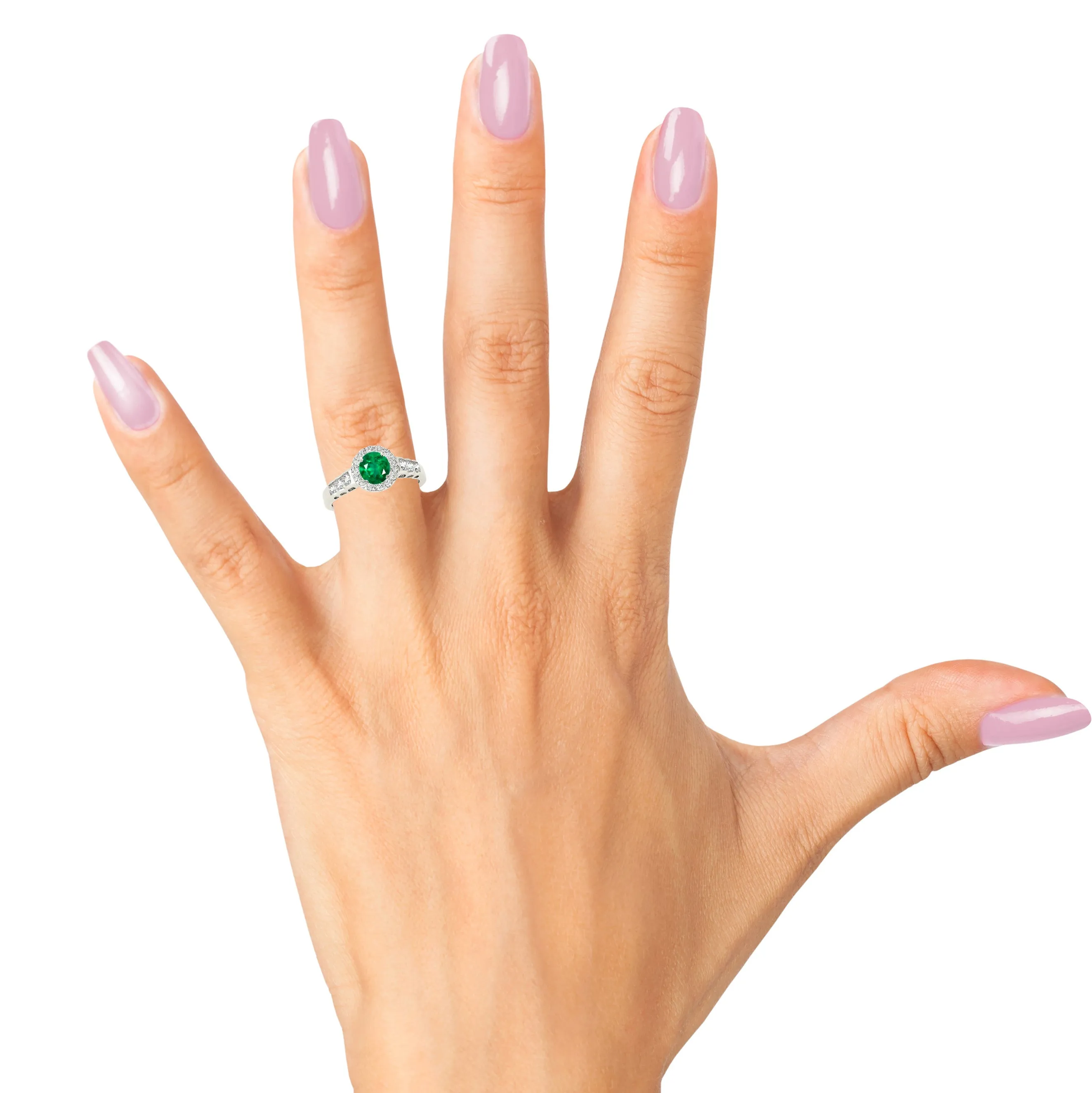 1.15ct. Genuine Emerald Ring With Halo And Hand Carved Filigree Band