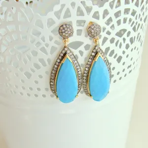 12 Days of Christmas -  Turquoise w White Topaz - Turquoise Earrings
