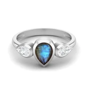 1.25 Cts Labradorite 925 Sterling Silver Ring For Women Anniversary Gift