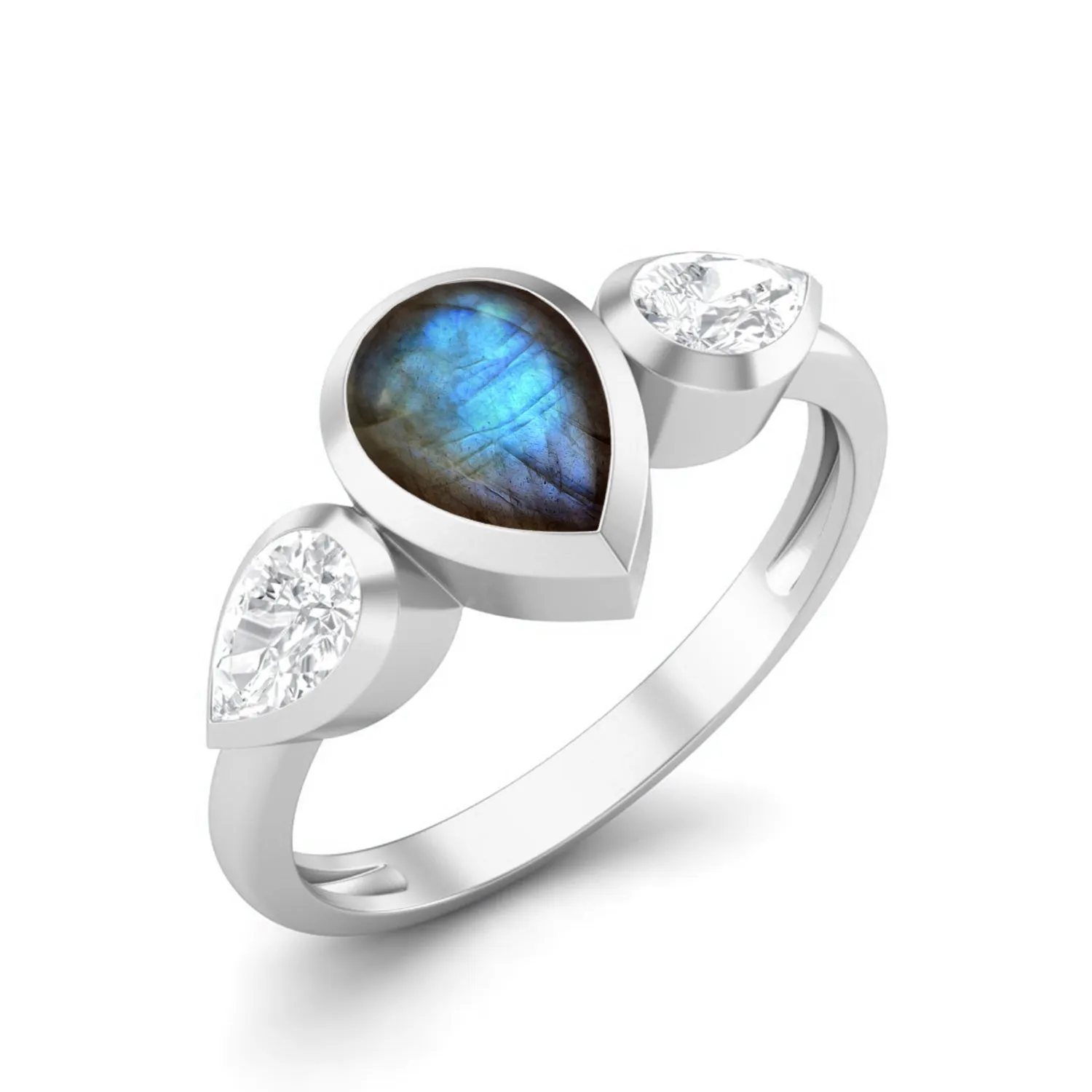 1.25 Cts Labradorite 925 Sterling Silver Ring For Women Anniversary Gift