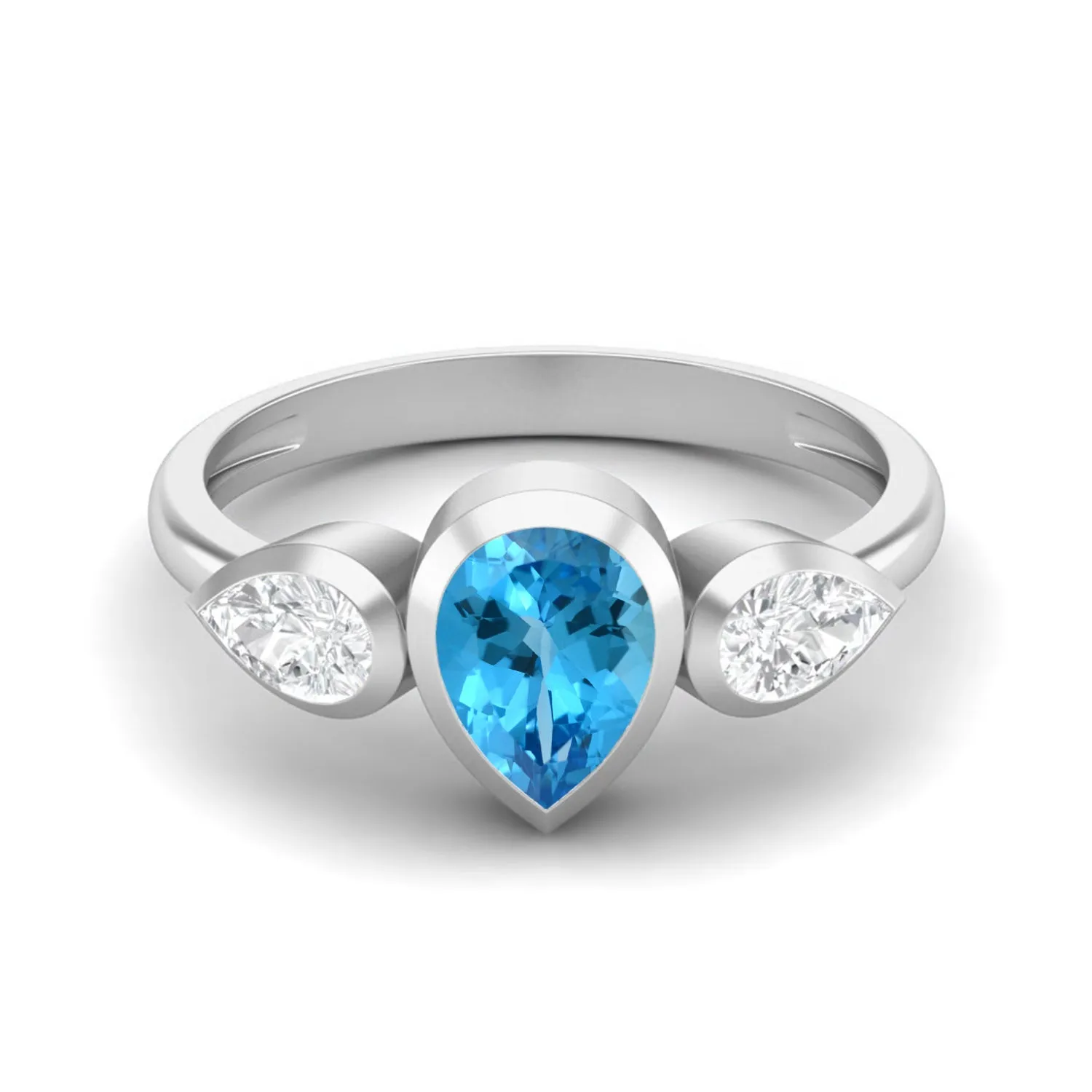 1.25 Cts Sky Blue Topaz Engagement Ring 925 Sterling Silver Sky Blue Topaz Ring