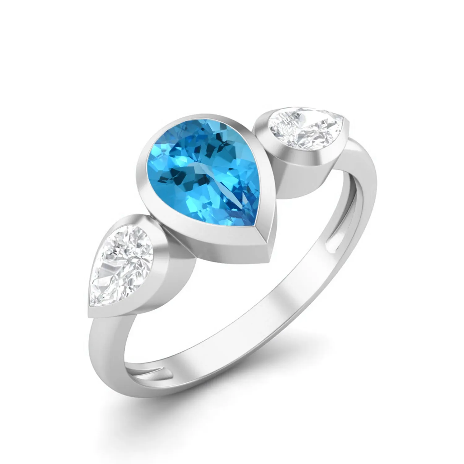 1.25 Cts Sky Blue Topaz Engagement Ring 925 Sterling Silver Sky Blue Topaz Ring