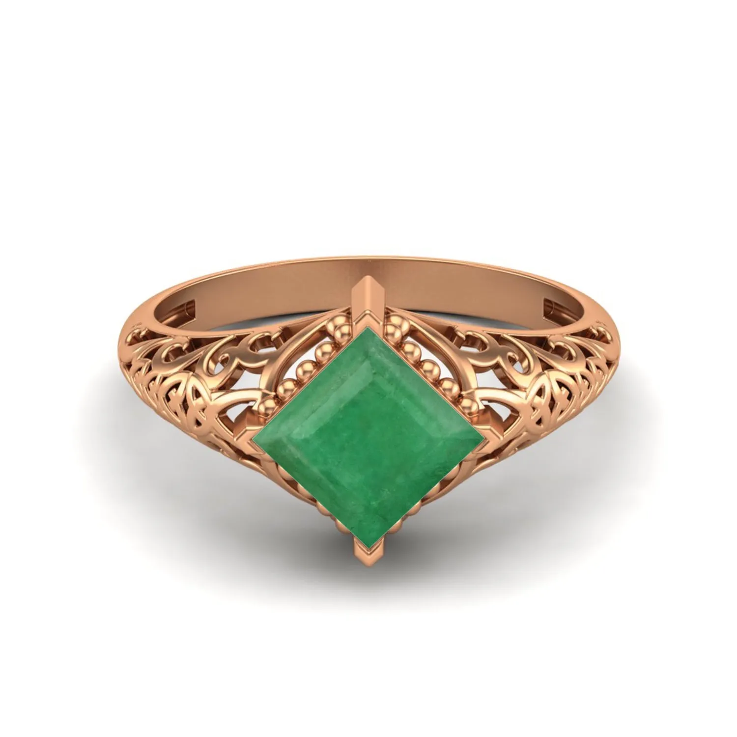 1.30 Ctw Emerald Wedding Ring 925 Sterling Silver Ring