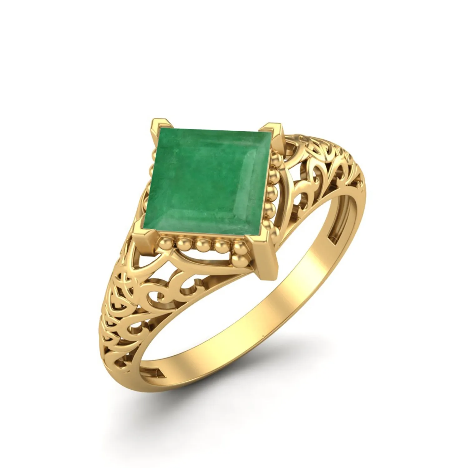 1.30 Ctw Emerald Wedding Ring 925 Sterling Silver Ring