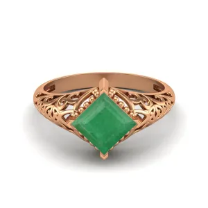 1.30 Ctw Emerald Wedding Ring 925 Sterling Silver Ring