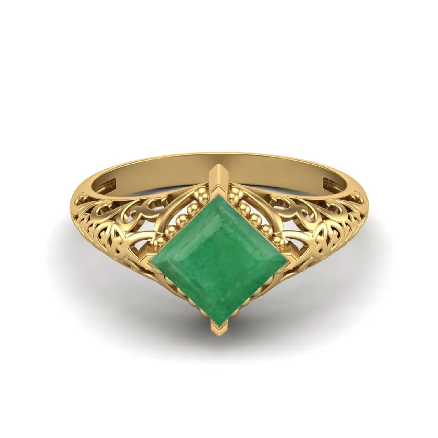 1.30 Ctw Emerald Wedding Ring 925 Sterling Silver Ring