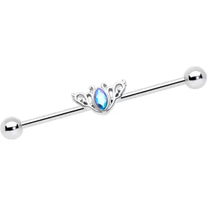 14 Gauge Aurora Gem Art Deco Style Waves Industrial Barbell 38mm