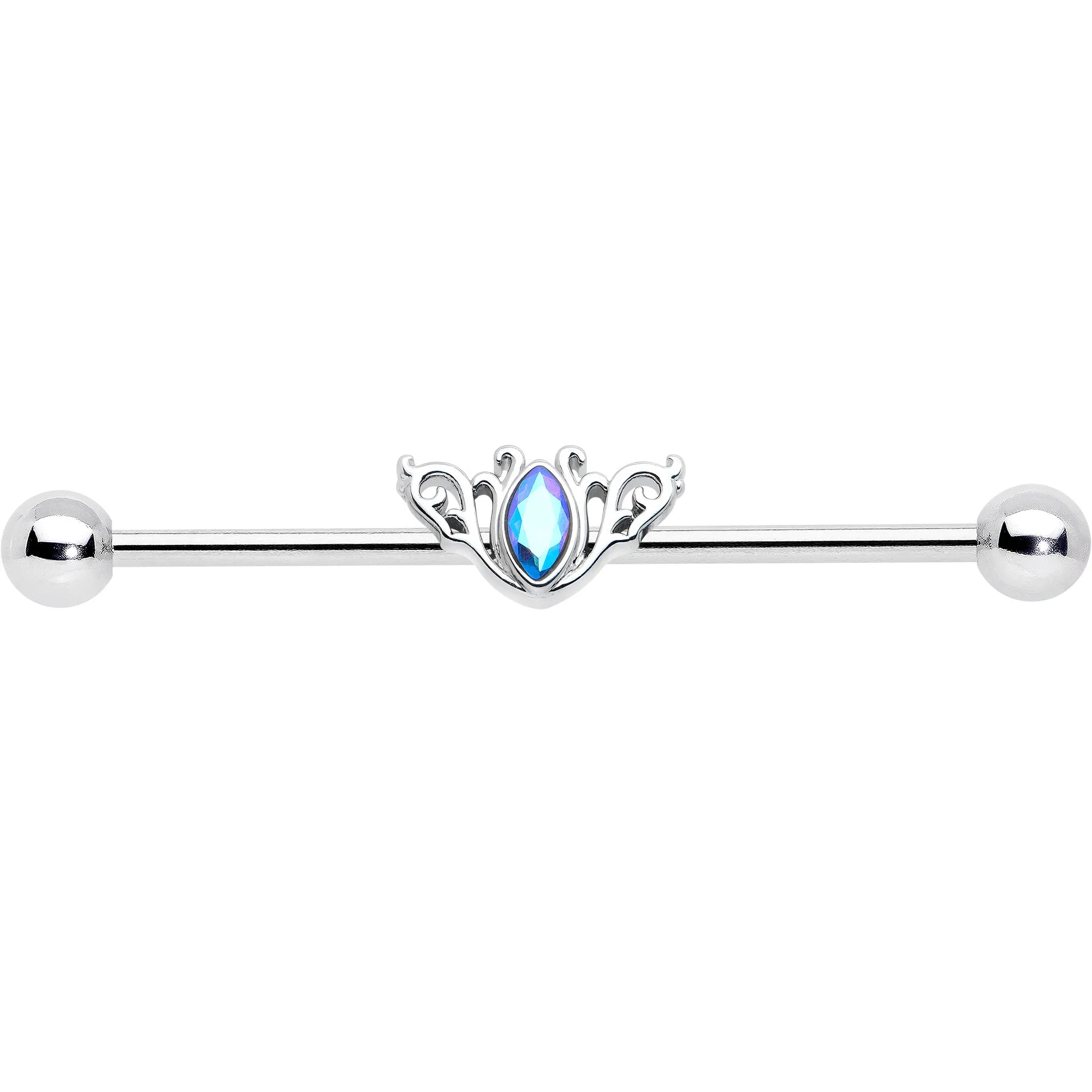 14 Gauge Aurora Gem Art Deco Style Waves Industrial Barbell 38mm