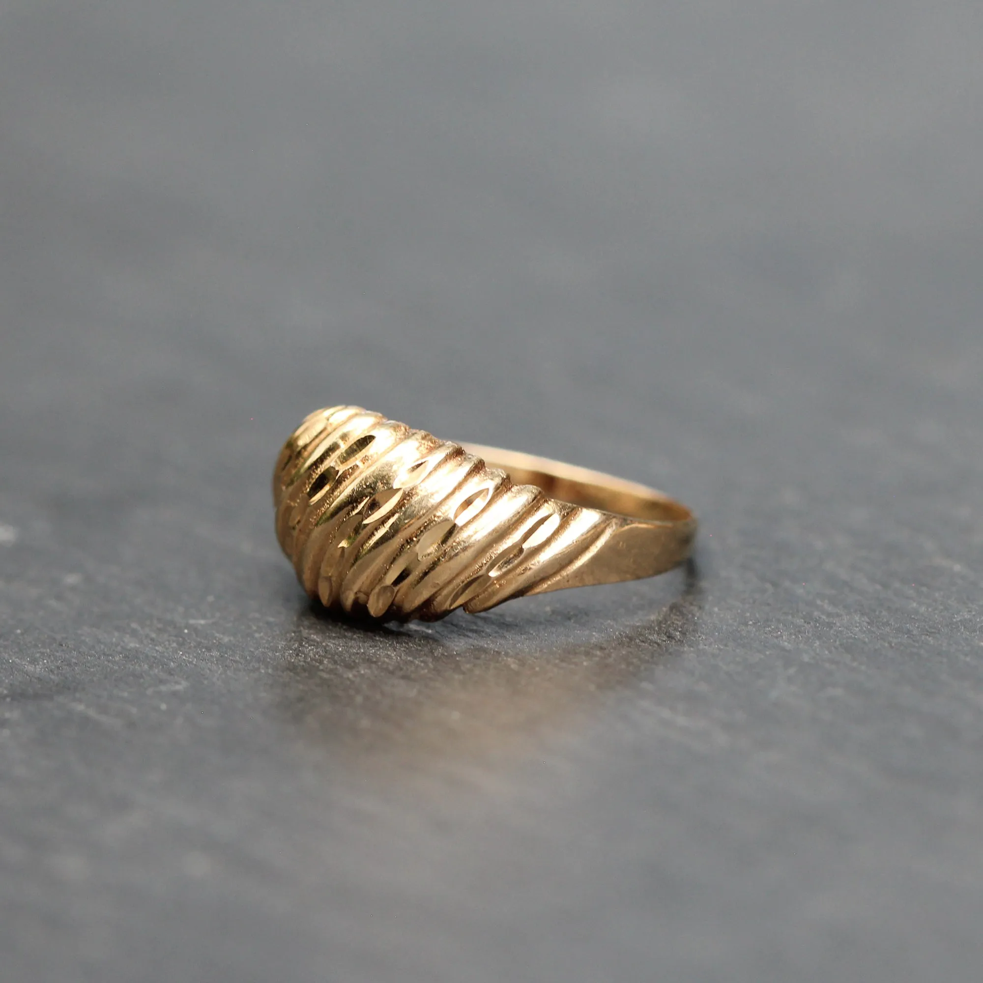14k Gold Diamond Cut Dome Ring