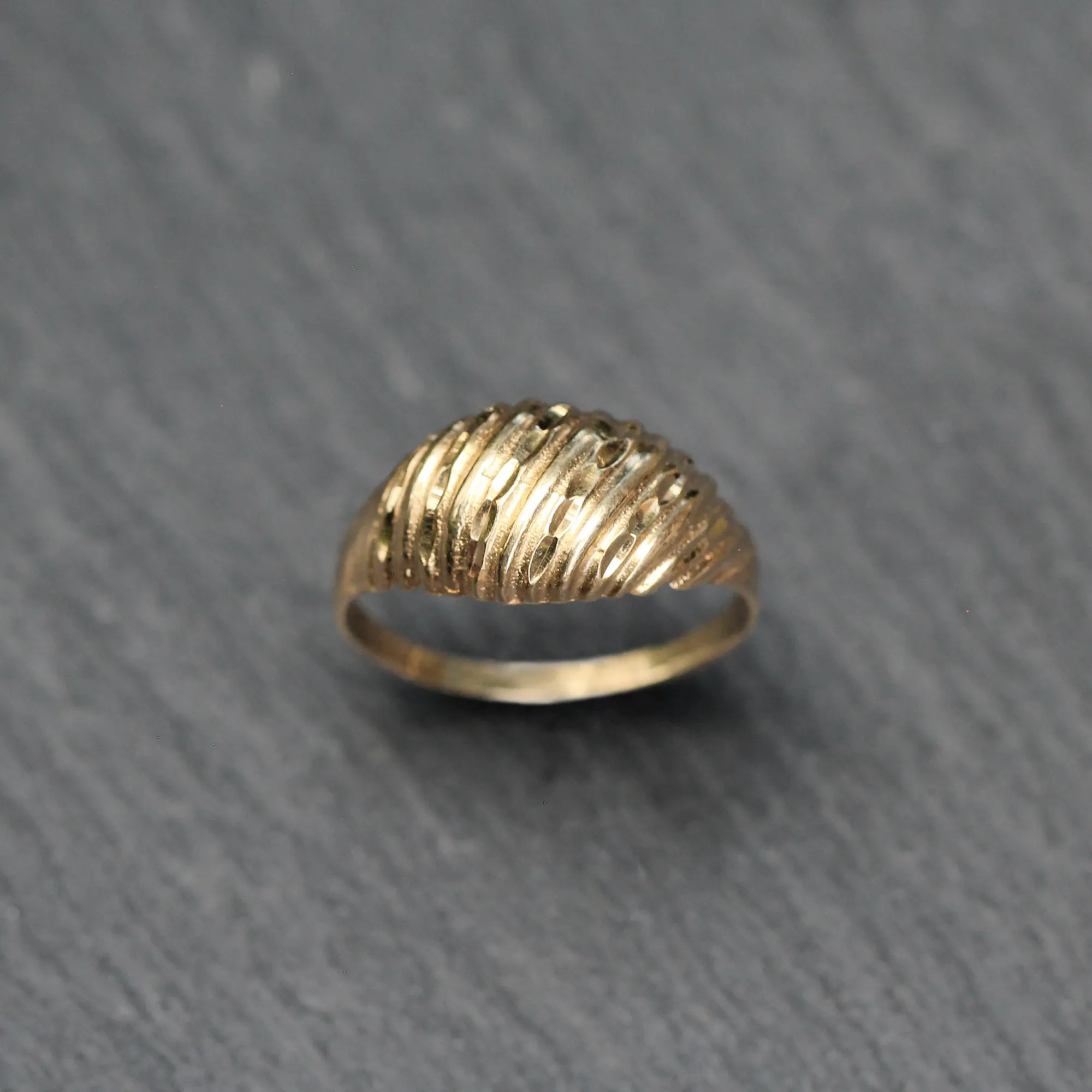 14k Gold Diamond Cut Dome Ring