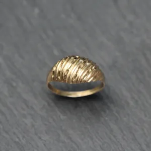 14k Gold Diamond Cut Dome Ring